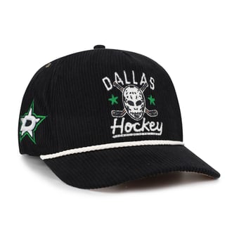 Men's '47 Black Dallas Stars Hockey Mask Corduroy Rope Hitch Adjustable Hat