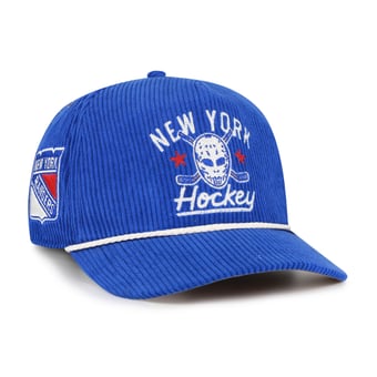Men's '47 Blue New York Rangers Hockey Mask Corduroy Rope Hitch Adjustable Hat