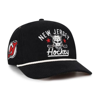 Men's '47 Black New Jersey Devils Hockey Mask Corduroy Rope Hitch Adjustable Hat