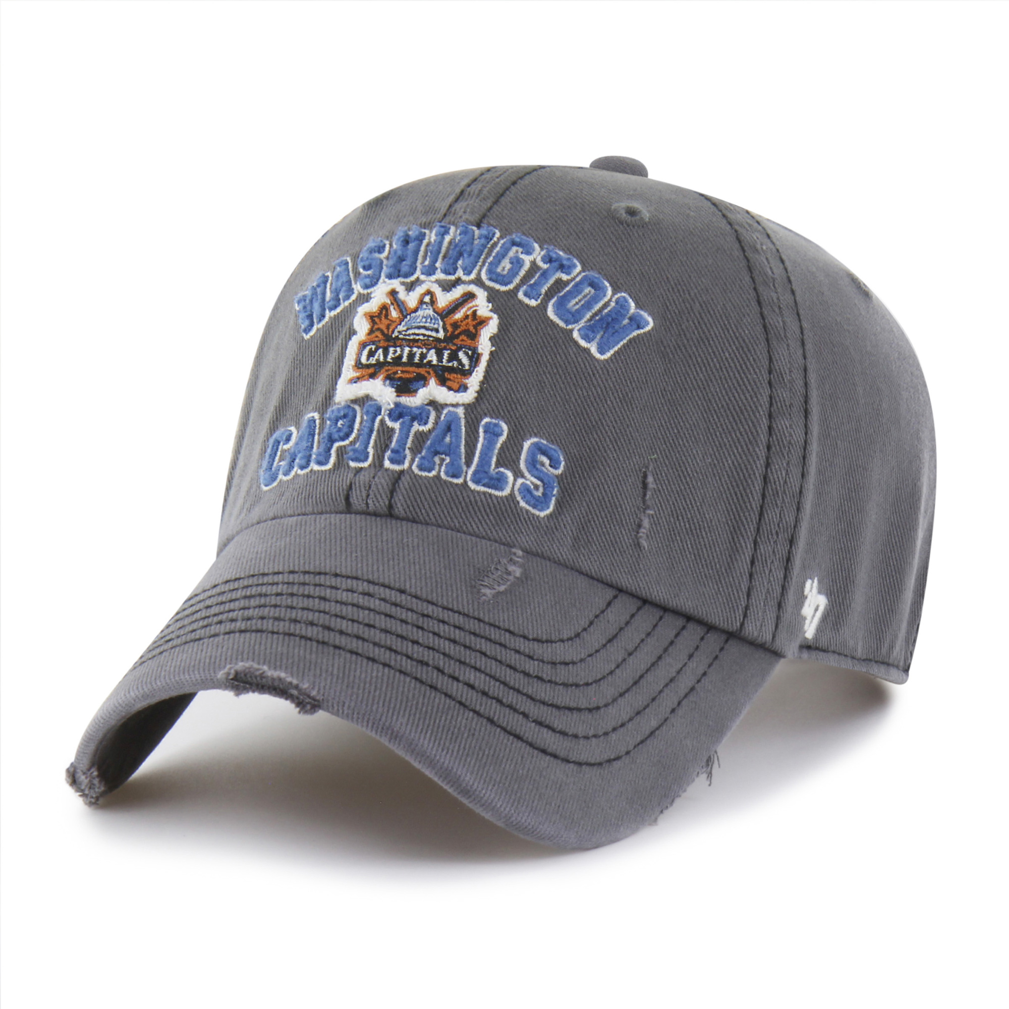 Men's '47 Black Washington Capitals Seymoore Distressed Applique Clean Up Adjustable Hat