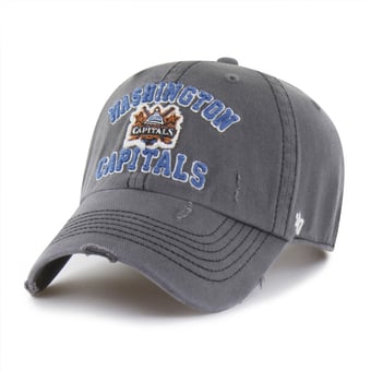 Men's '47 Black Washington Capitals Seymoore Distressed Applique Clean Up Adjustable Hat