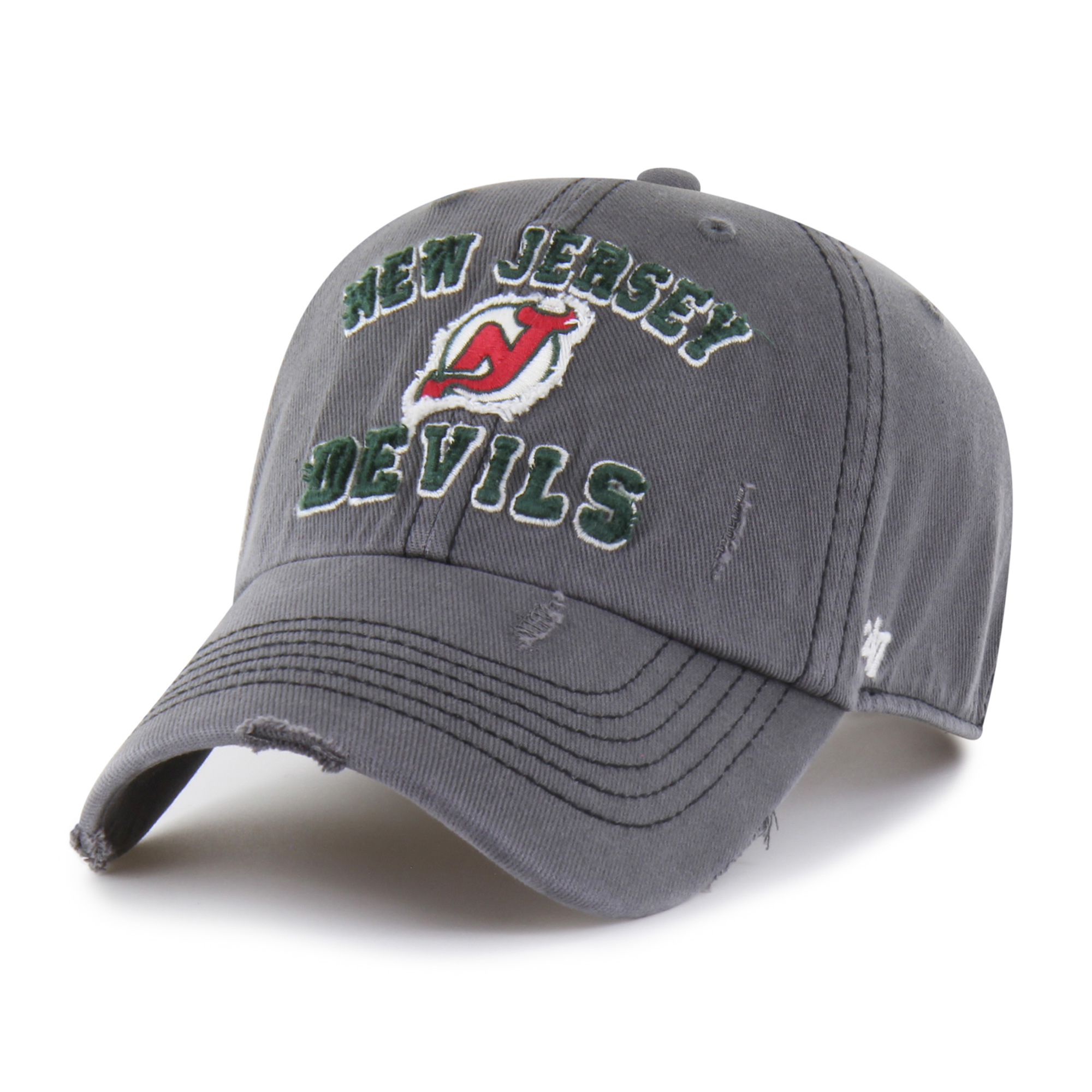 Men's '47 Black New Jersey Devils Seymoore Distressed Applique Clean Up Adjustable Hat