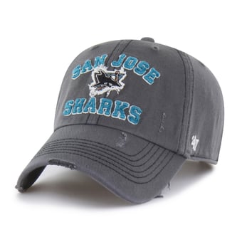 Men's '47 Black San Jose Sharks Seymoore Distressed Applique Clean Up Adjustable Hat