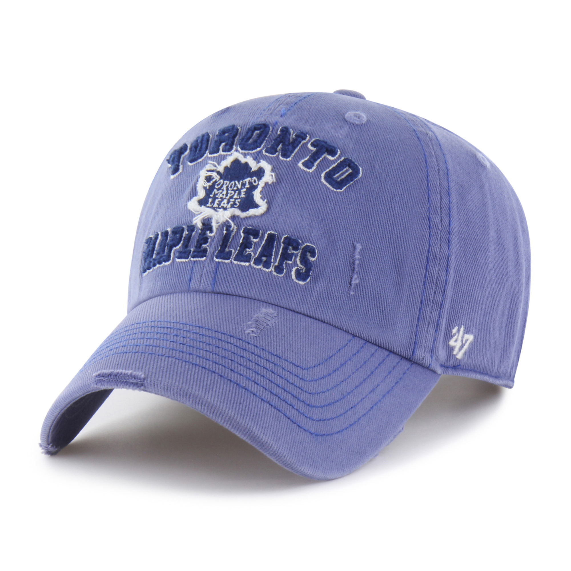 Men's '47 Blue Toronto Maple Leafs Seymoore Distressed Applique Clean Up Adjustable Hat