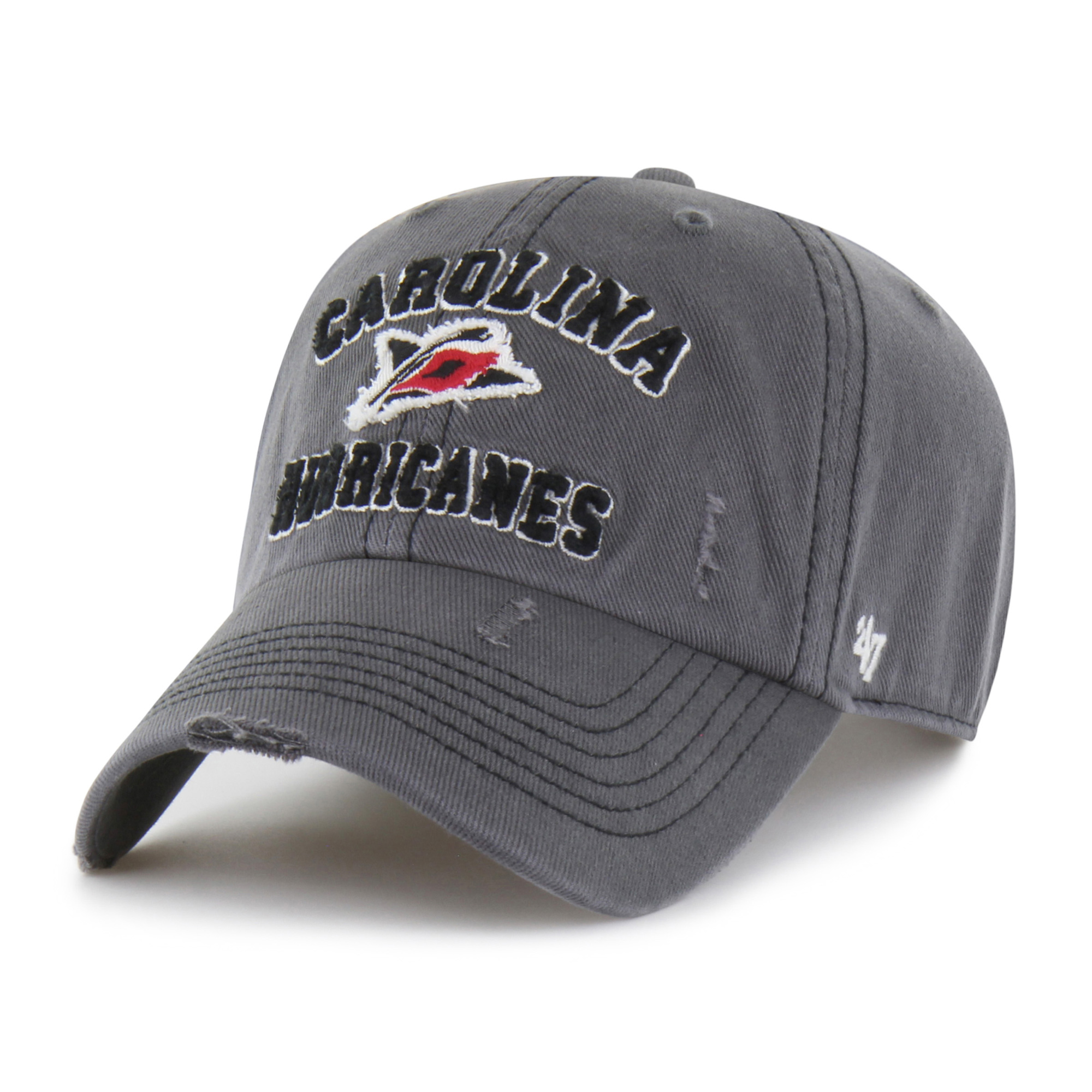 Men's '47 Black Carolina Hurricanes Seymoore Distressed Applique Clean Up Adjustable Hat