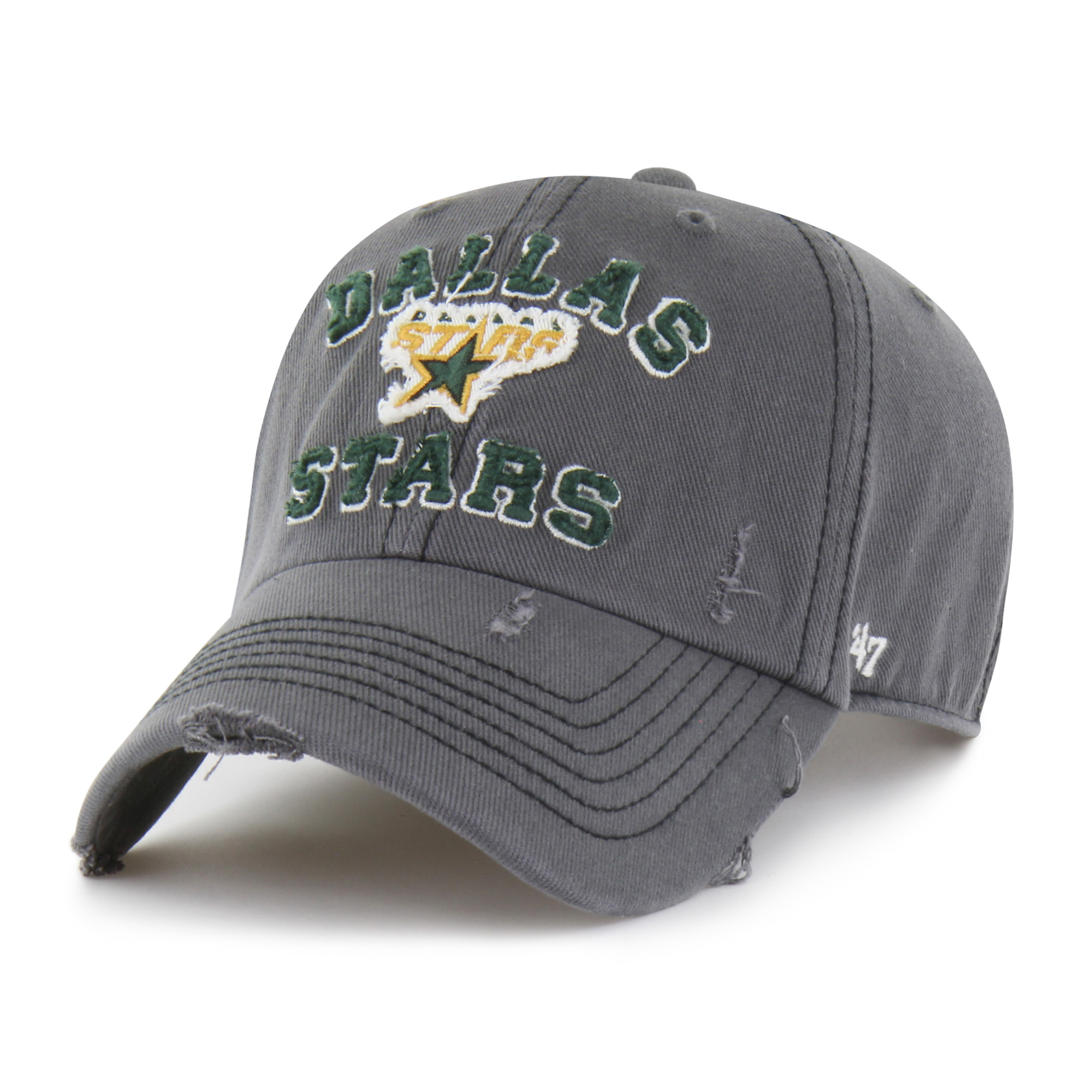 Men's '47 Black Dallas Stars Seymoore Distressed Applique Clean Up Adjustable Hat