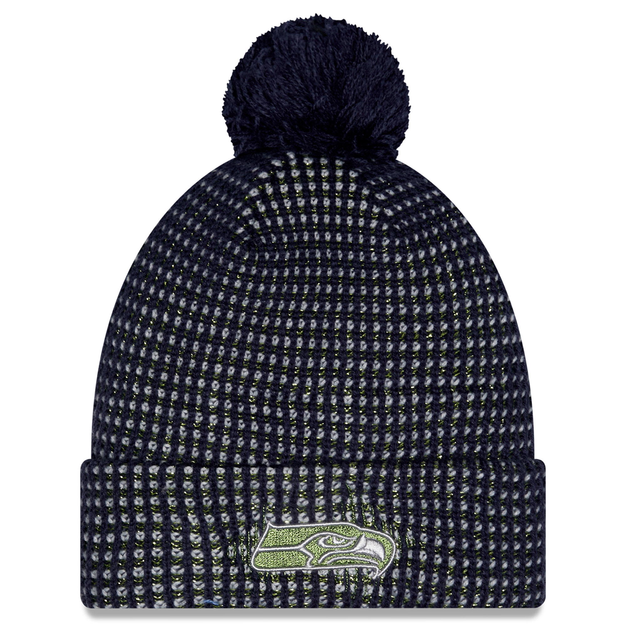 Youth New Era College Navy Seattle Seahawks 2026 Rivalries Collection Sideline Cuffed Knit Hat with Pom