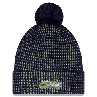 Youth New Era College Navy Seattle Seahawks 2026 Rivalries Collection Sideline Cuffed Knit Hat with Pom