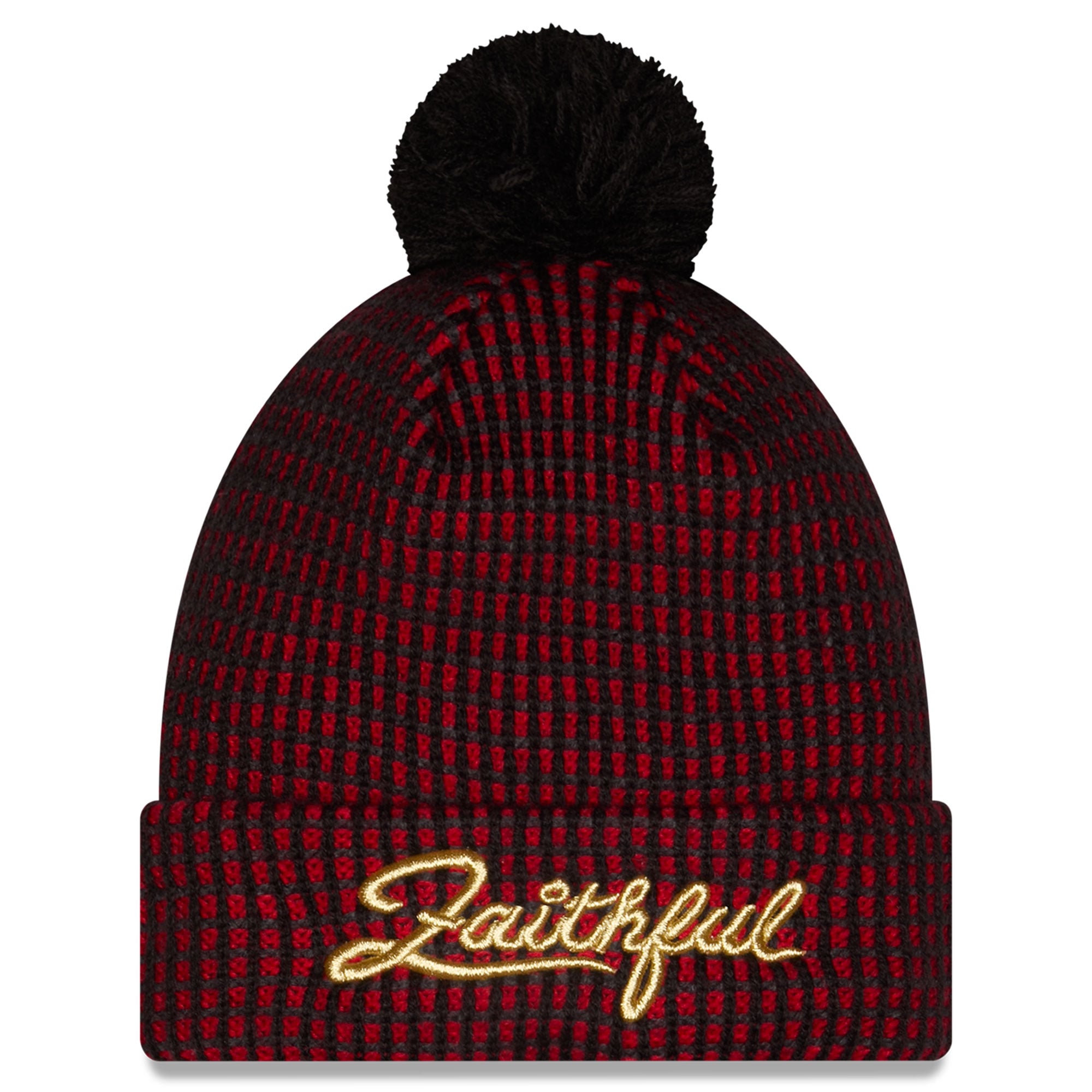 Youth New Era Black San Francisco 49ers 2026 Rivalries Collection Sideline Cuffed Knit Hat with Pom