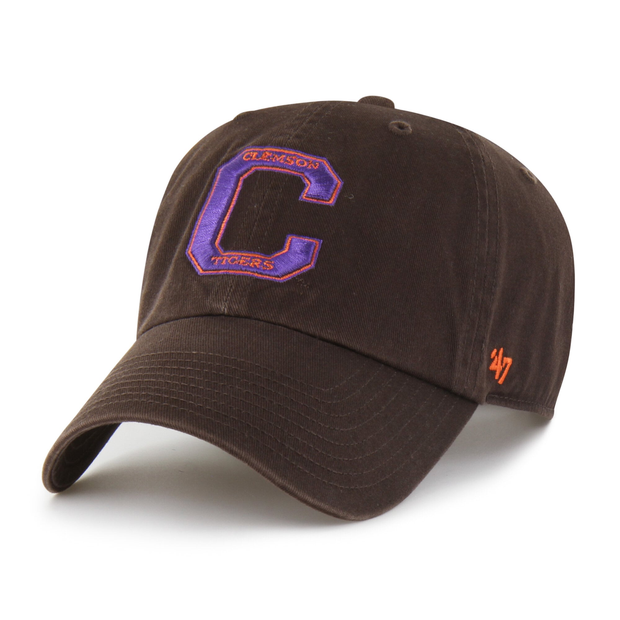 Men's '47  Brown Clemson Tigers Vault Clean Up Adjustable Hat