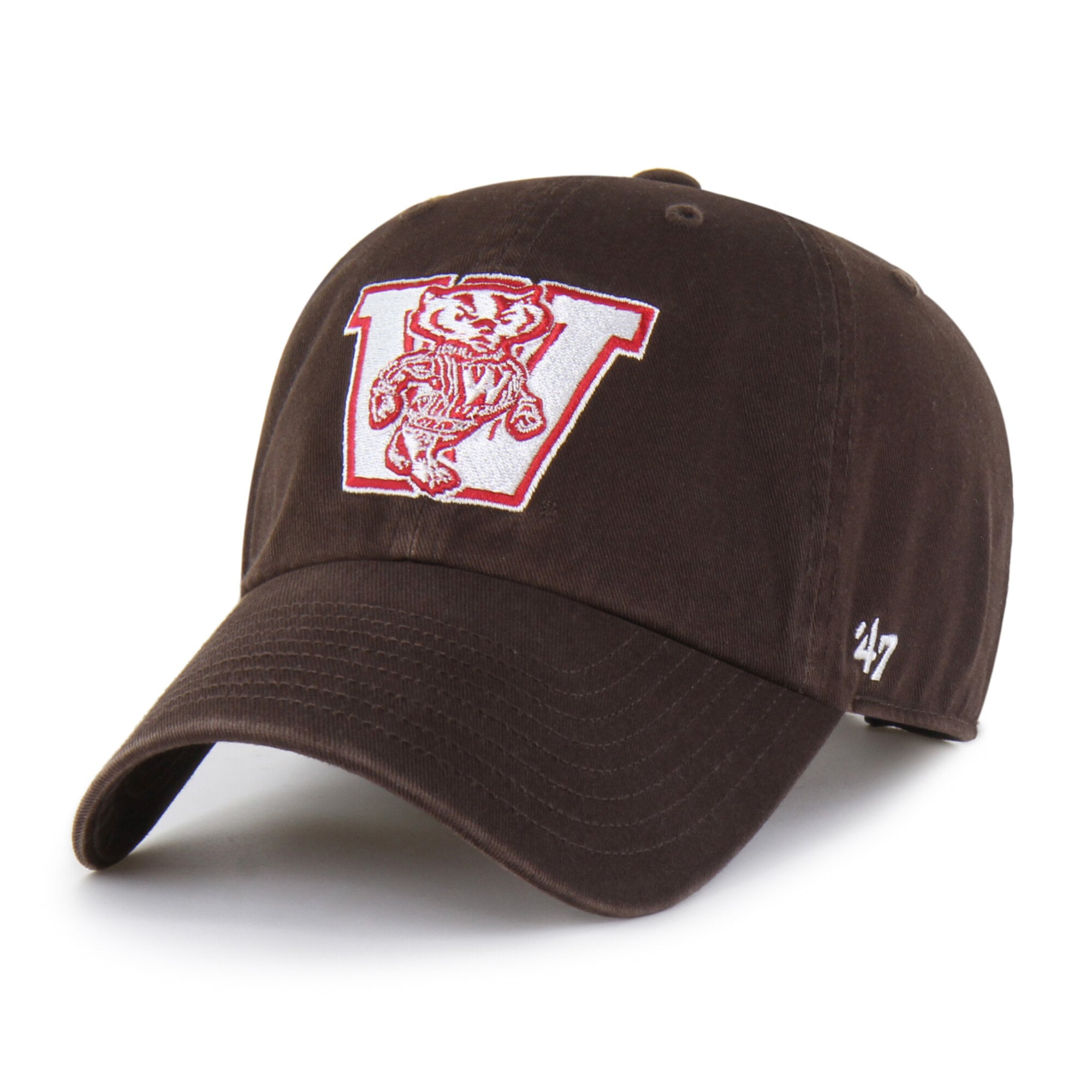 Men's '47  Brown Wisconsin Badgers Vault Clean Up Adjustable Hat