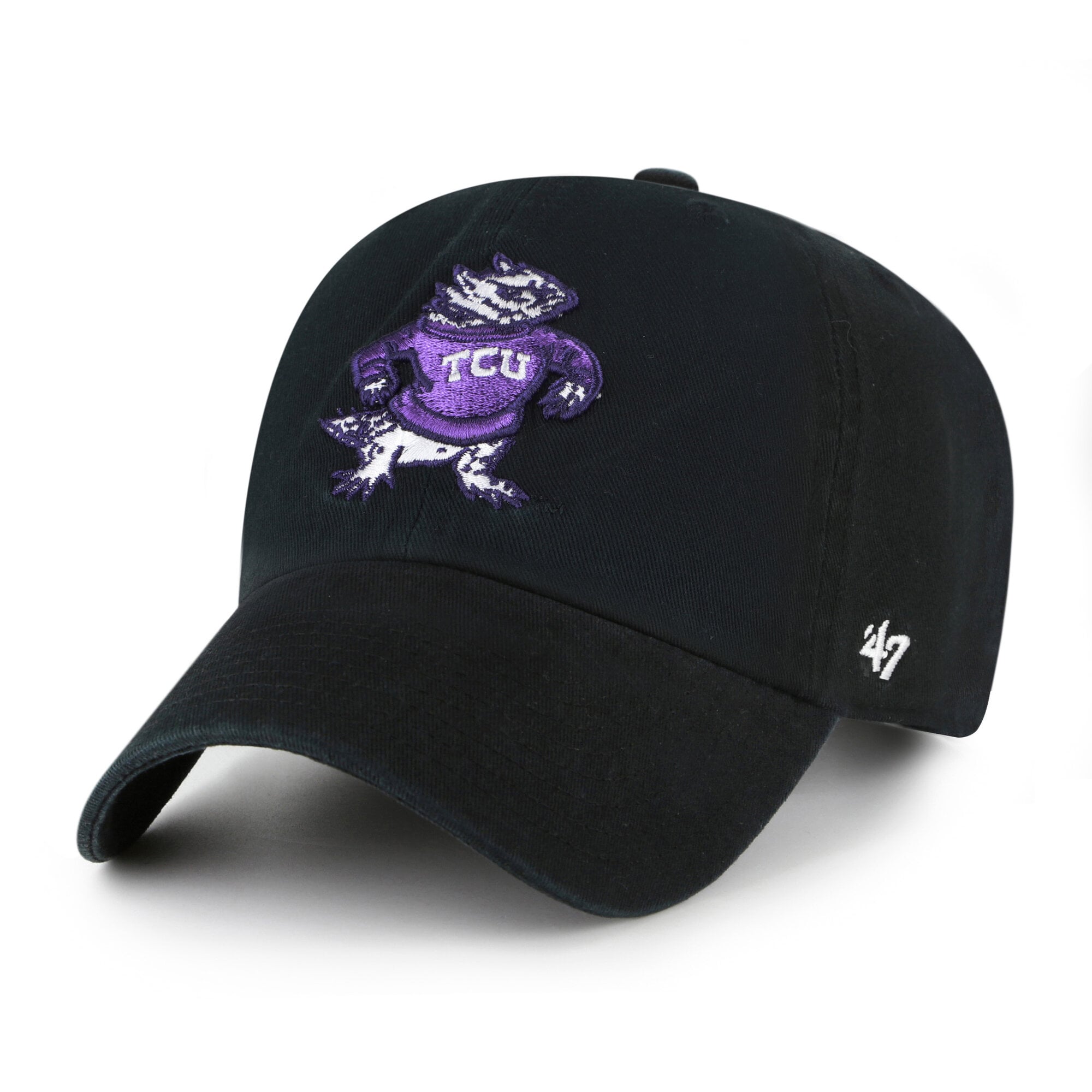 Men's '47 Black TCU Horned Frogs Vault Clean Up Adjustable Hat