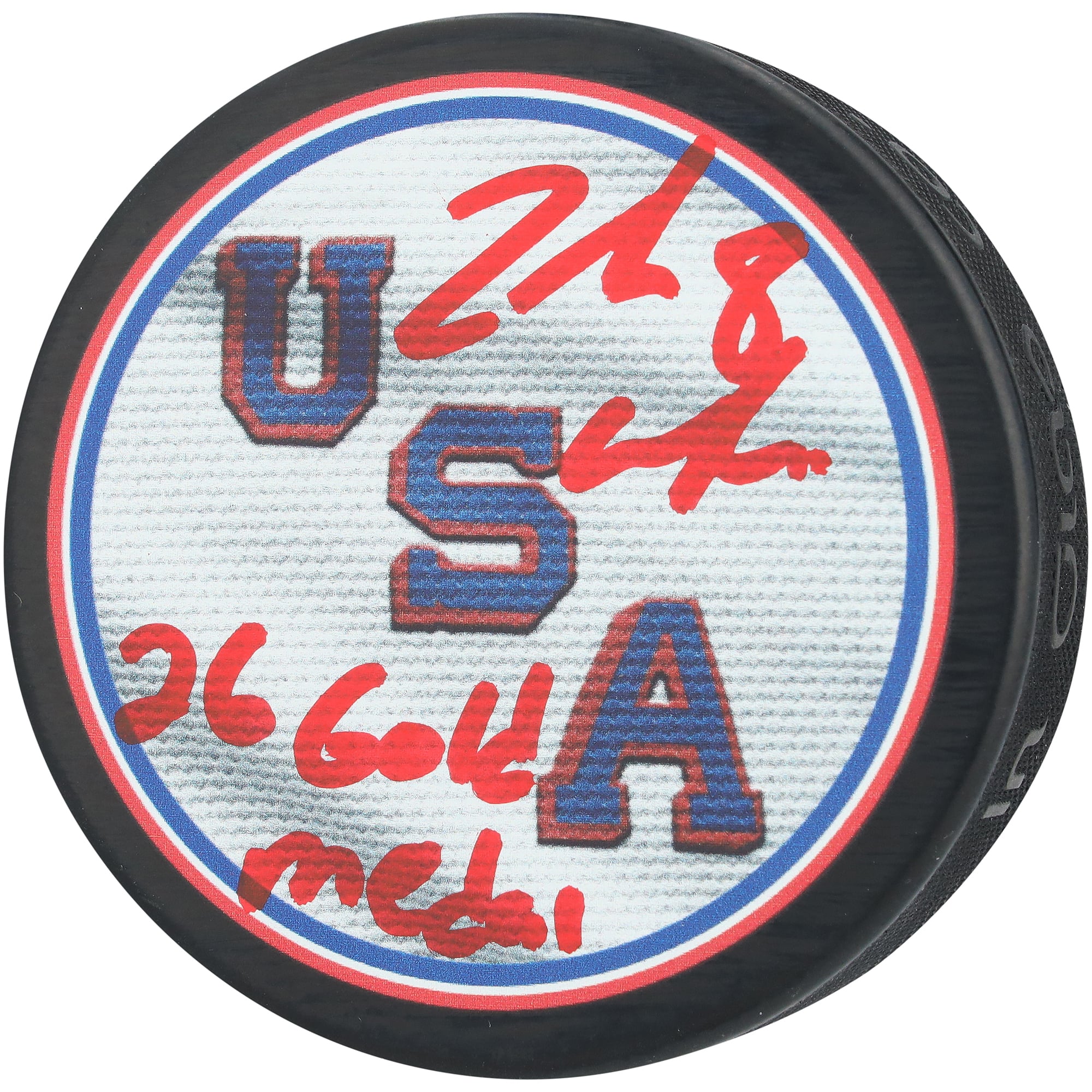Zach Werenski Team USA Autographed 2026 Winter Olympics Hockey Puck with "26 Gold Medal" Inscription