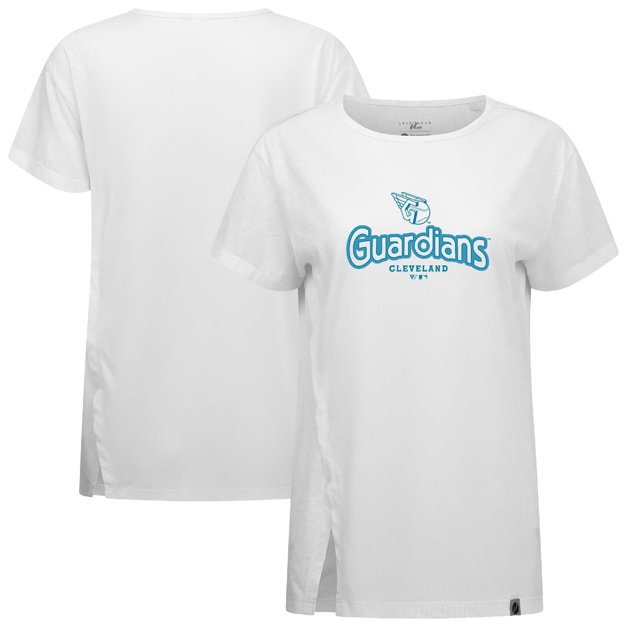 Women's Levelwear White Cleveland Guardians Blue Haven Influx Cornerstone T-Shirt