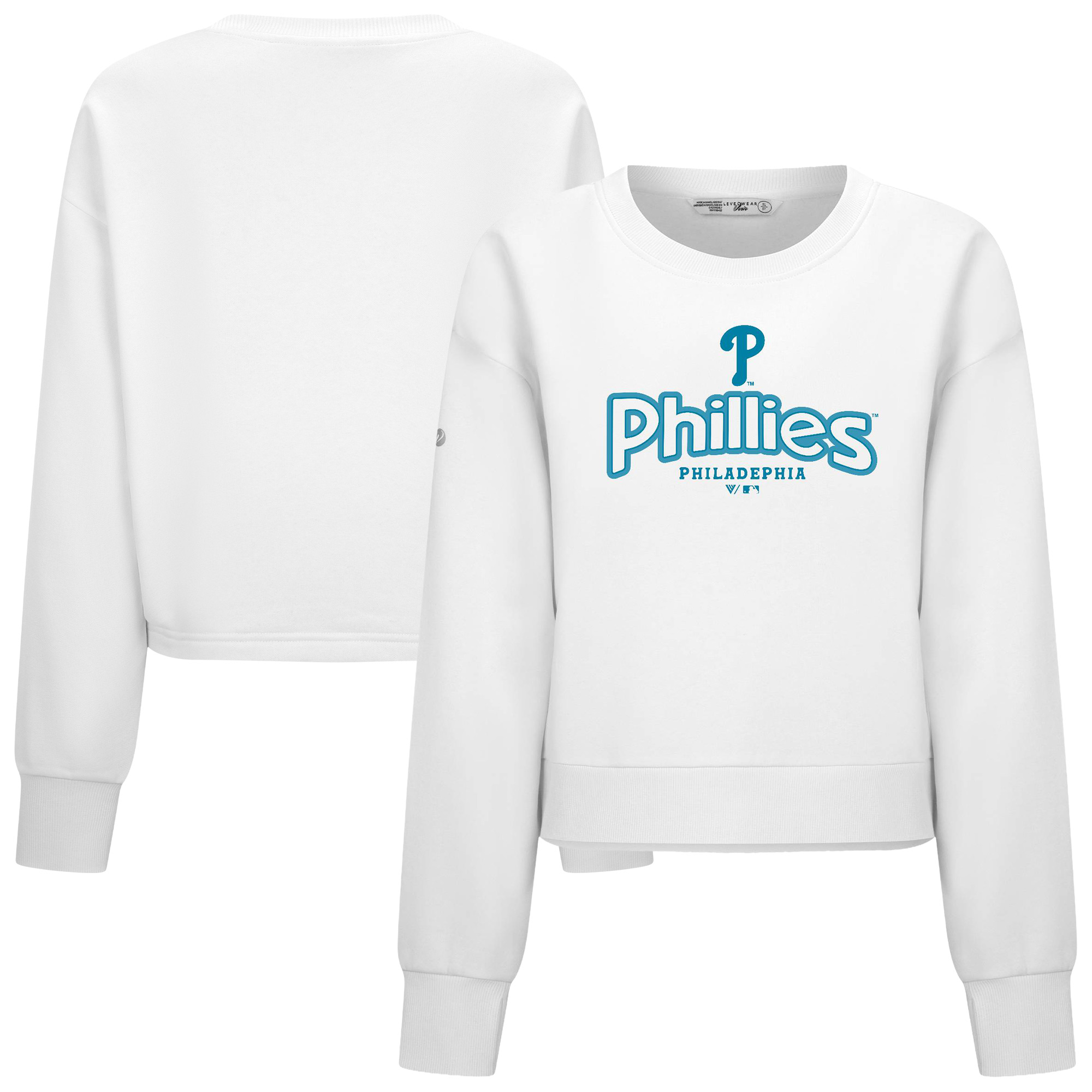 Women's Levelwear White Philadelphia Phillies Judd Cornerstone Cropped Sweatshirt