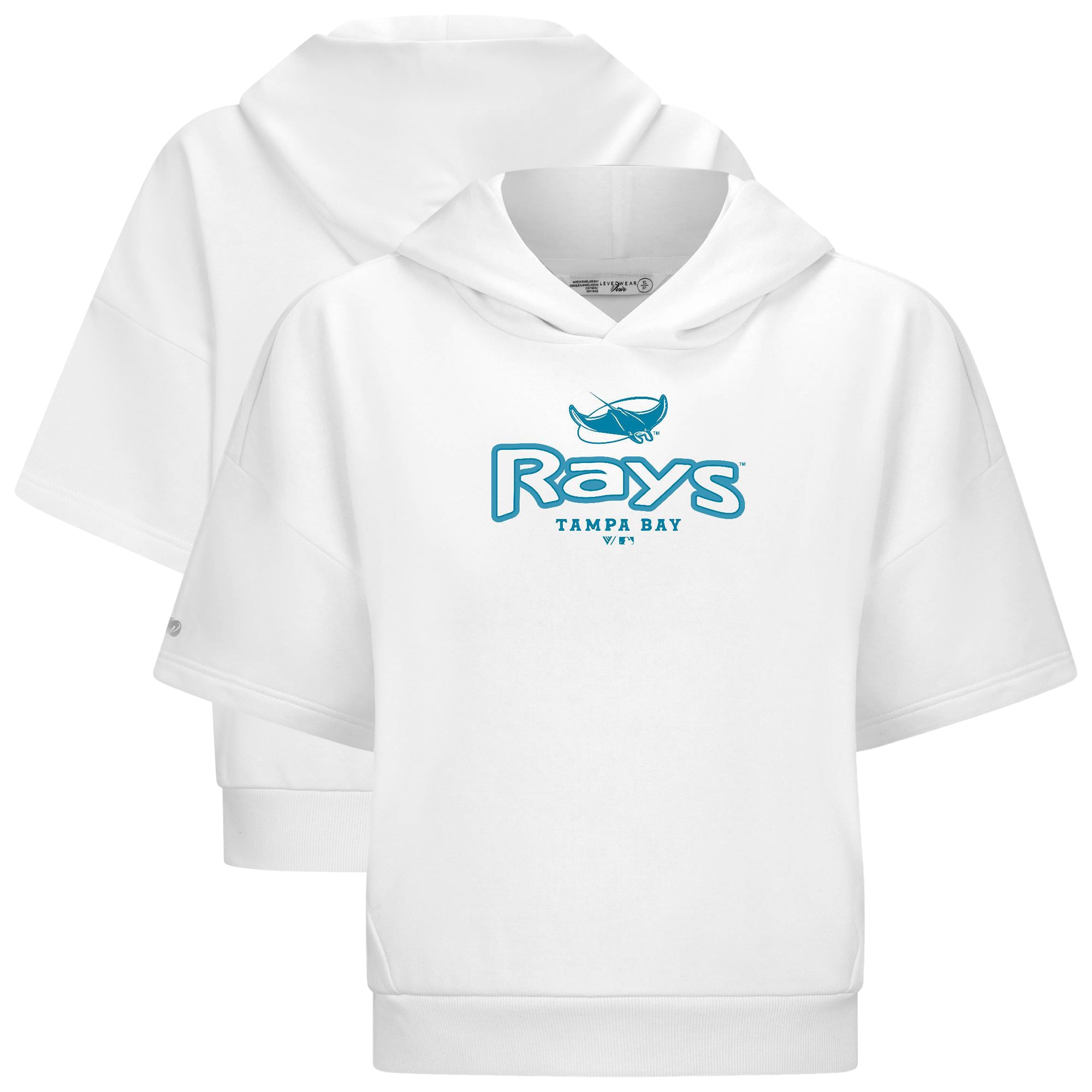 Women's Levelwear White Tampa Bay Rays Amber Short Sleeve Cornerstone Hoodie
