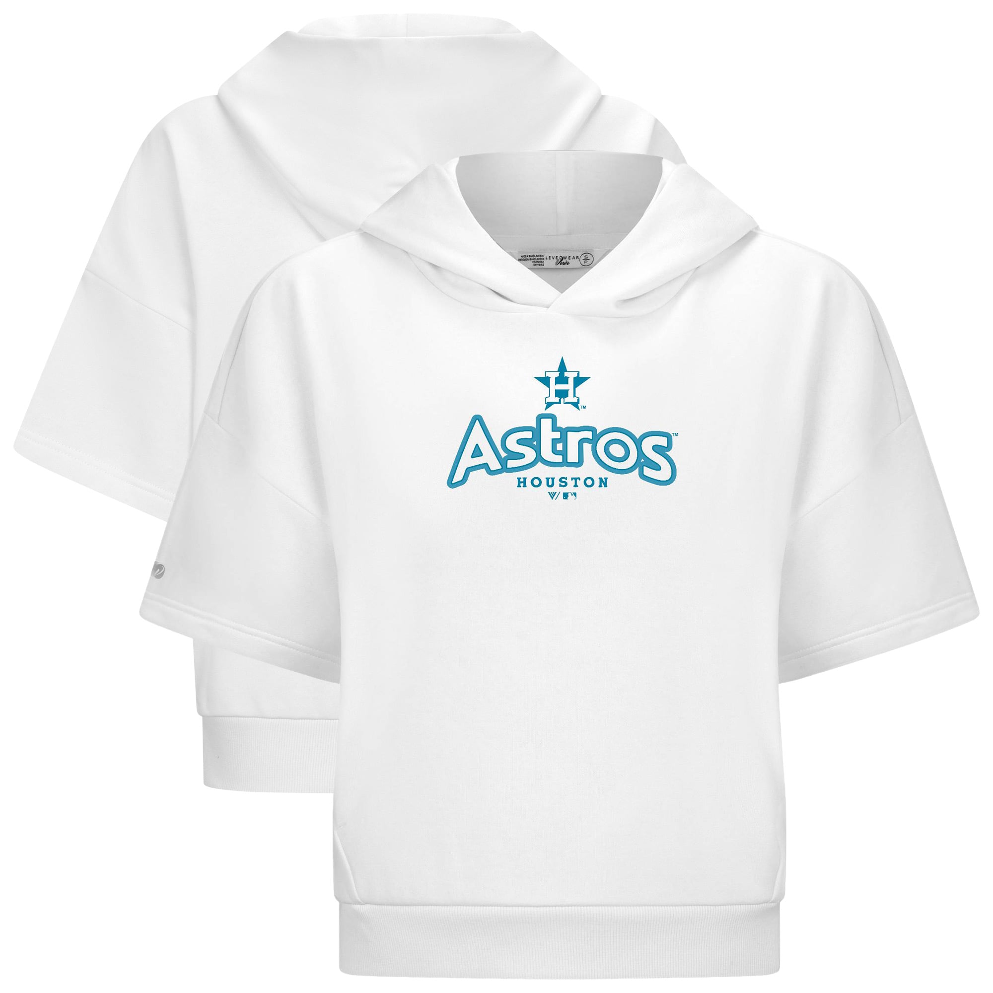Women's Levelwear White Houston Astros Amber Short Sleeve Cornerstone Hoodie