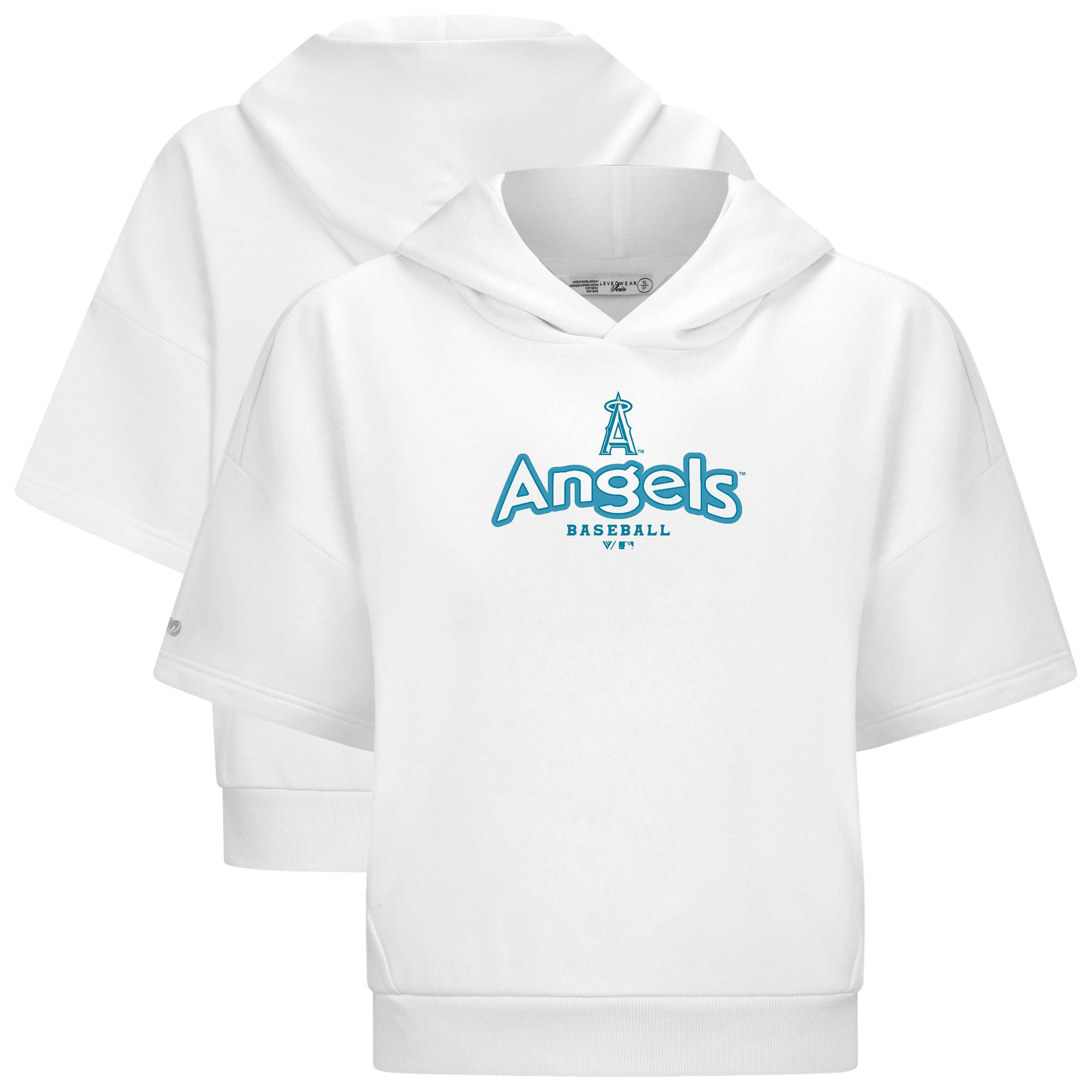 Women's Levelwear White Los Angeles Angels Amber Short Sleeve Cornerstone Hoodie
