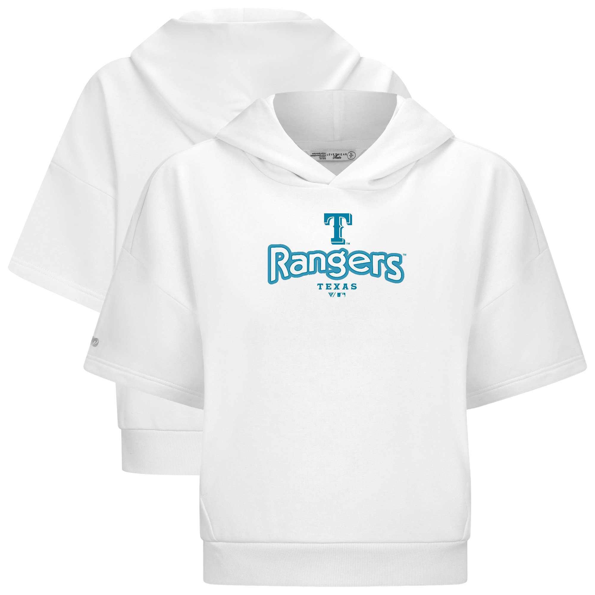 Women's Levelwear White Texas Rangers Amber Short Sleeve Cornerstone Hoodie