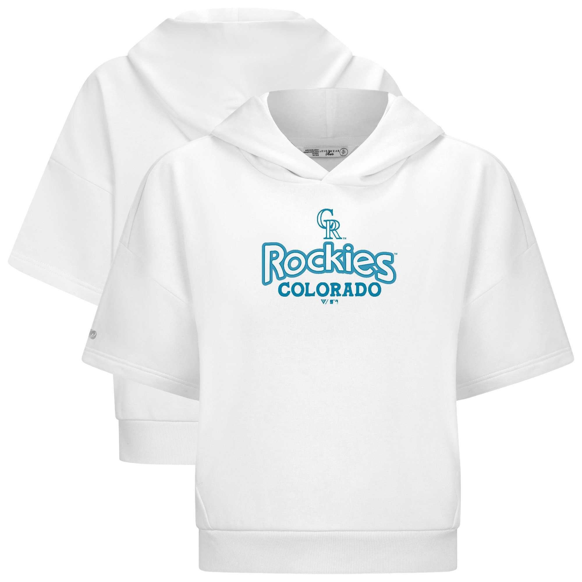 Women's Levelwear White Colorado Rockies Amber Short Sleeve Cornerstone Hoodie