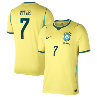 Men's Nike Vini Jr. Yellow Brazil National Team 2026 Home Stadium Replica Jersey