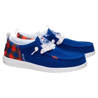 Men's Hey Dude Blue Edmonton Oilers Wally Funk Casual Slip-On Shoes