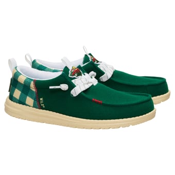 Men's Hey Dude Green Minnesota Wild Wally Funk Casual Slip-On Shoes