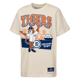 Youth Mitchell & Ness  Cream Detroit Tigers Step Back Up Mascot T-Shirt
