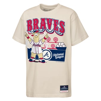 Youth Mitchell & Ness  Cream Atlanta Braves Step Back Up Mascot T-Shirt