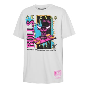 Youth Mitchell & Ness  White Chicago Bulls Neon Court Shock T-Shirt