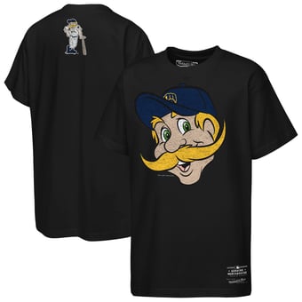 Youth Mitchell & Ness  Black Milwaukee Brewers Big Face Mascot T-Shirt