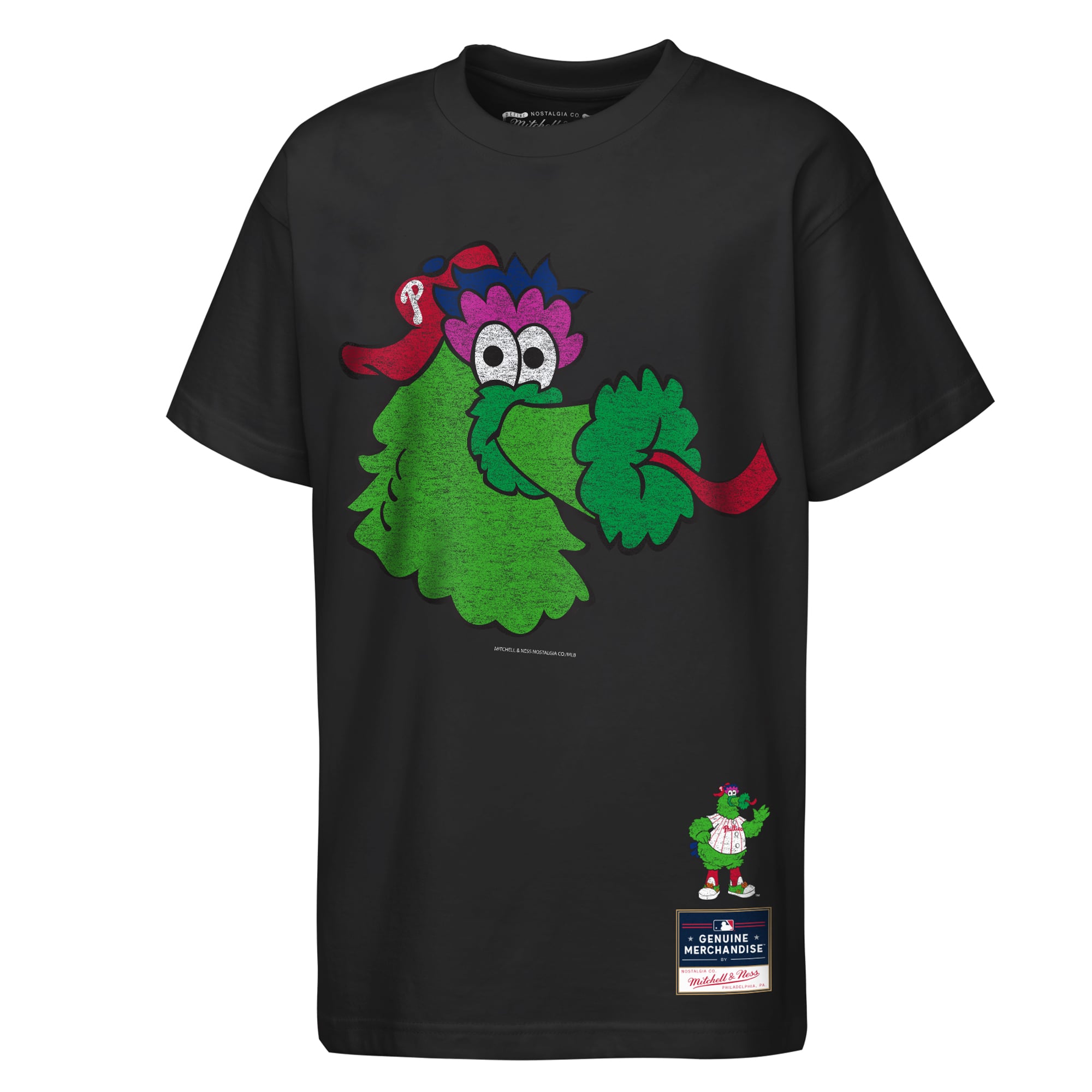 Youth Mitchell & Ness  Black Philadelphia Phillies Big Face Mascot T-Shirt