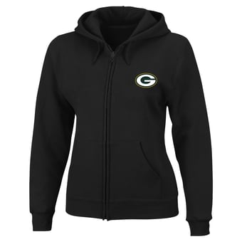 Women's Fanatics Black Green Bay Packers Plus Size Full-Zip Hooded Sweatshirt