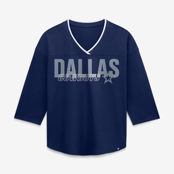 Women's Fanatics Navy Dallas Cowboys Plus Size Deceptive Juke 3/4-Sleeve V-Neck T-Shirt