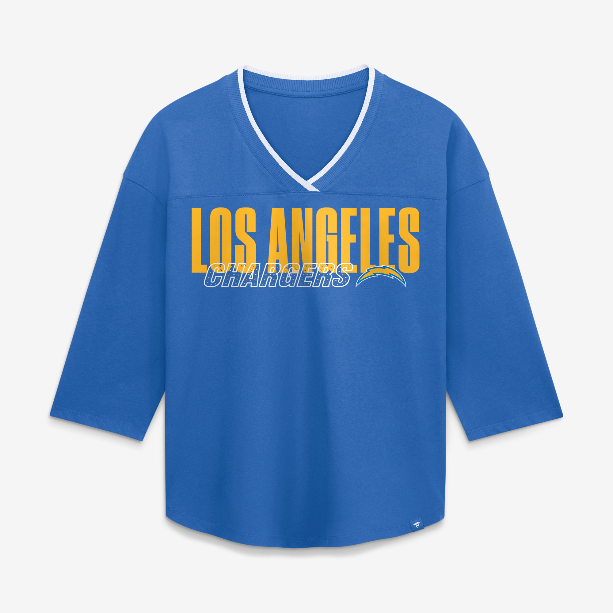 Women's Fanatics Powder Blue Los Angeles Chargers Plus Size Deceptive Juke 3/4-Sleeve V-Neck T-Shirt