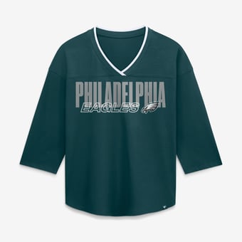 Women's Fanatics Midnight Green Philadelphia Eagles Plus Size Deceptive Juke 3/4-Sleeve V-Neck T-Shirt