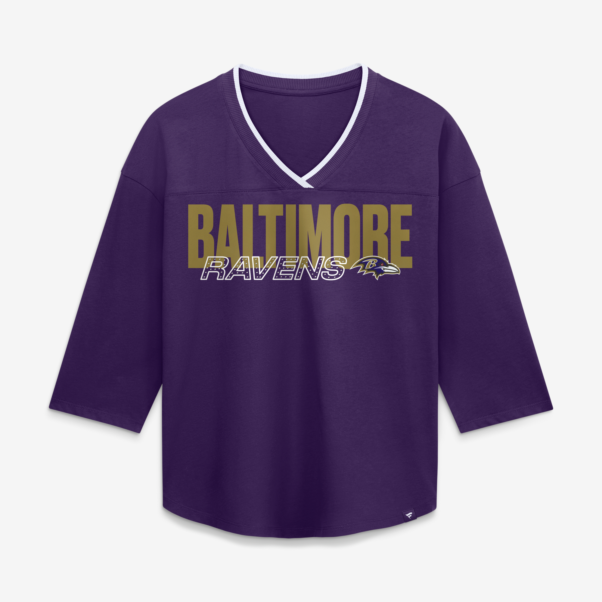 Women's Fanatics Purple Baltimore Ravens Plus Size Deceptive Juke 3/4-Sleeve V-Neck T-Shirt