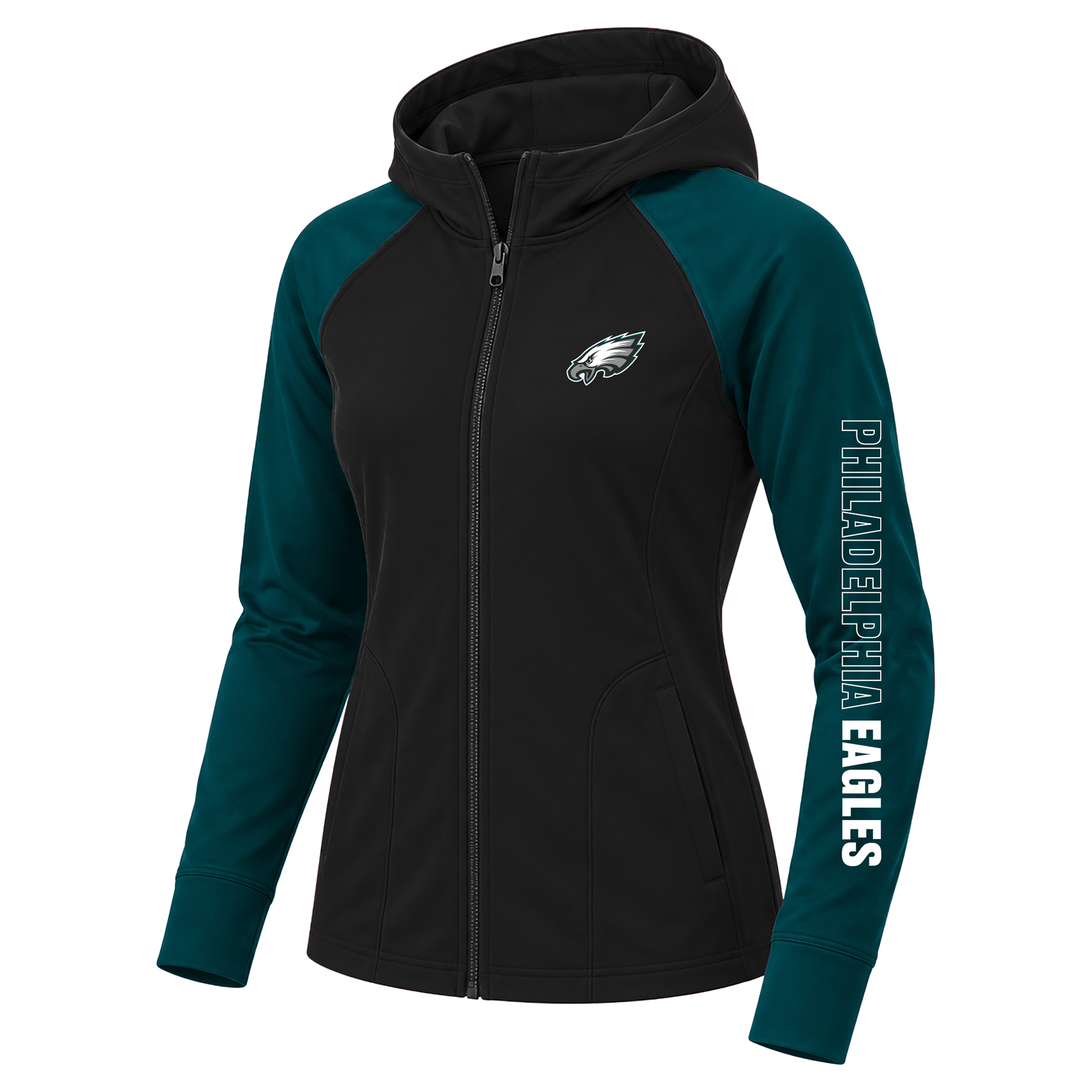 Fanatics Women's Black/Midnight Green Philadelphia Eagles Plus Size Cornerback Blitz Full-Zip Hoodie - Black, Midnight Green