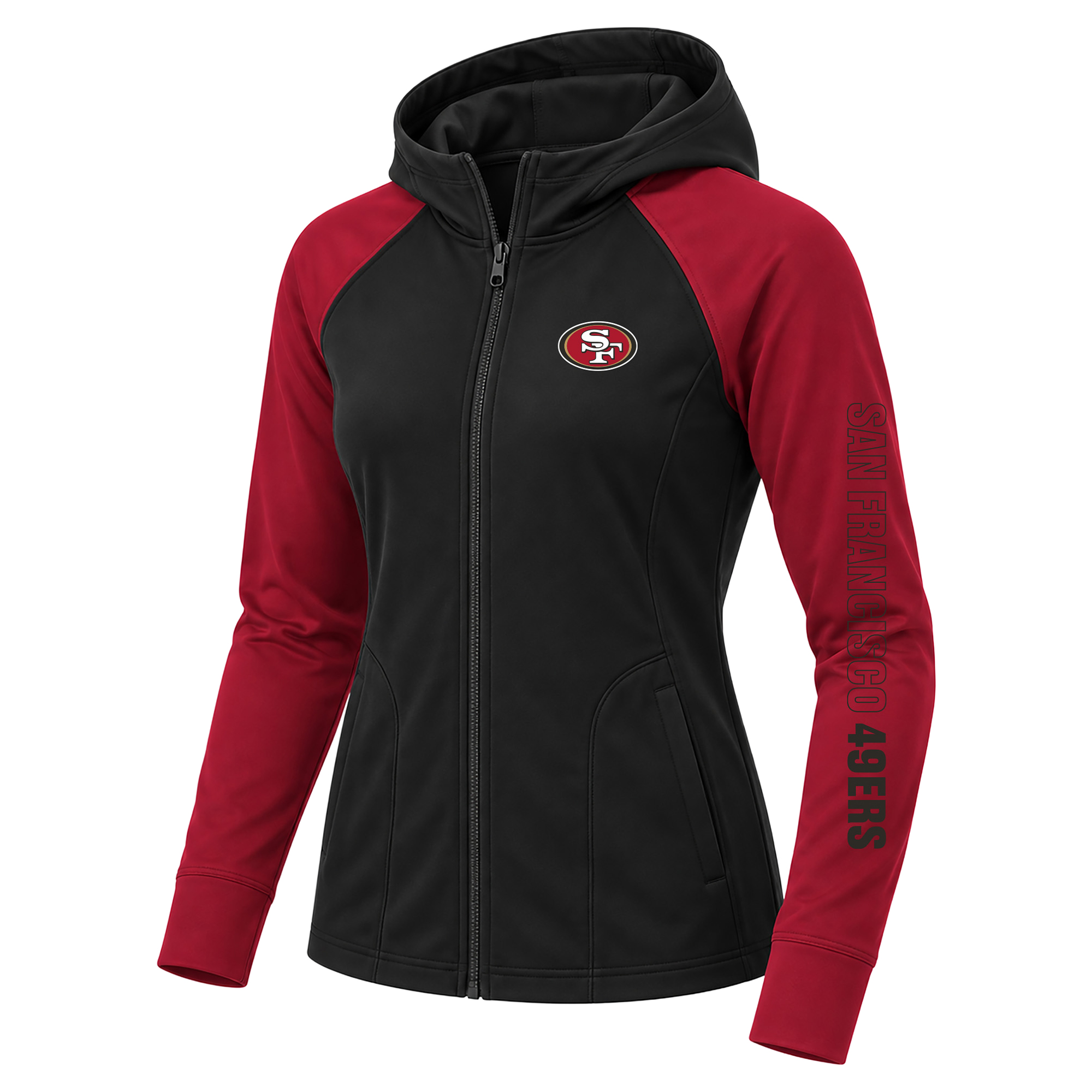 Women's Fanatics Black San Francisco 49ers Plus Size Cornerback Blitz Full-Zip Hoodie