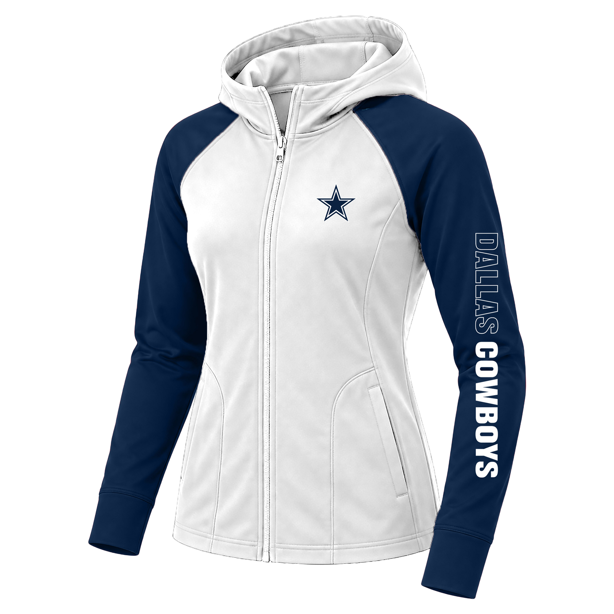 Women's Fanatics White Dallas Cowboys Plus Size Cornerback Blitz Full-Zip Hoodie