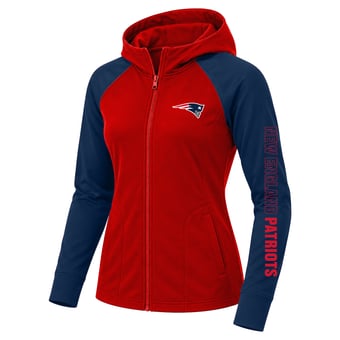 Women's Fanatics Red New England Patriots Plus Size Cornerback Blitz Full-Zip Hoodie