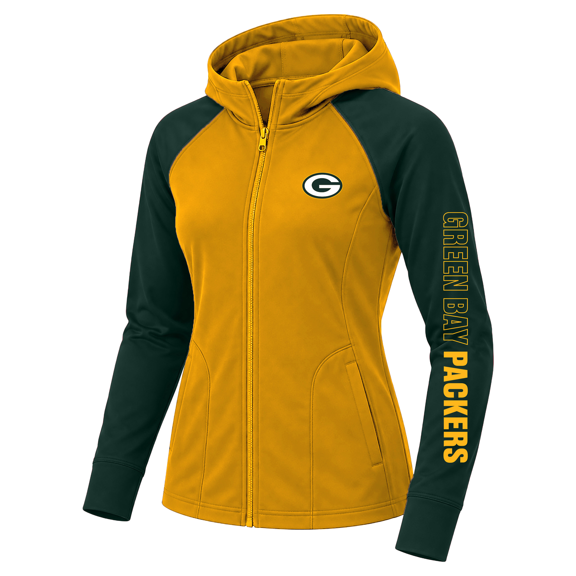 Women's Fanatics Gold Green Bay Packers Plus Size Cornerback Blitz Full-Zip Hoodie