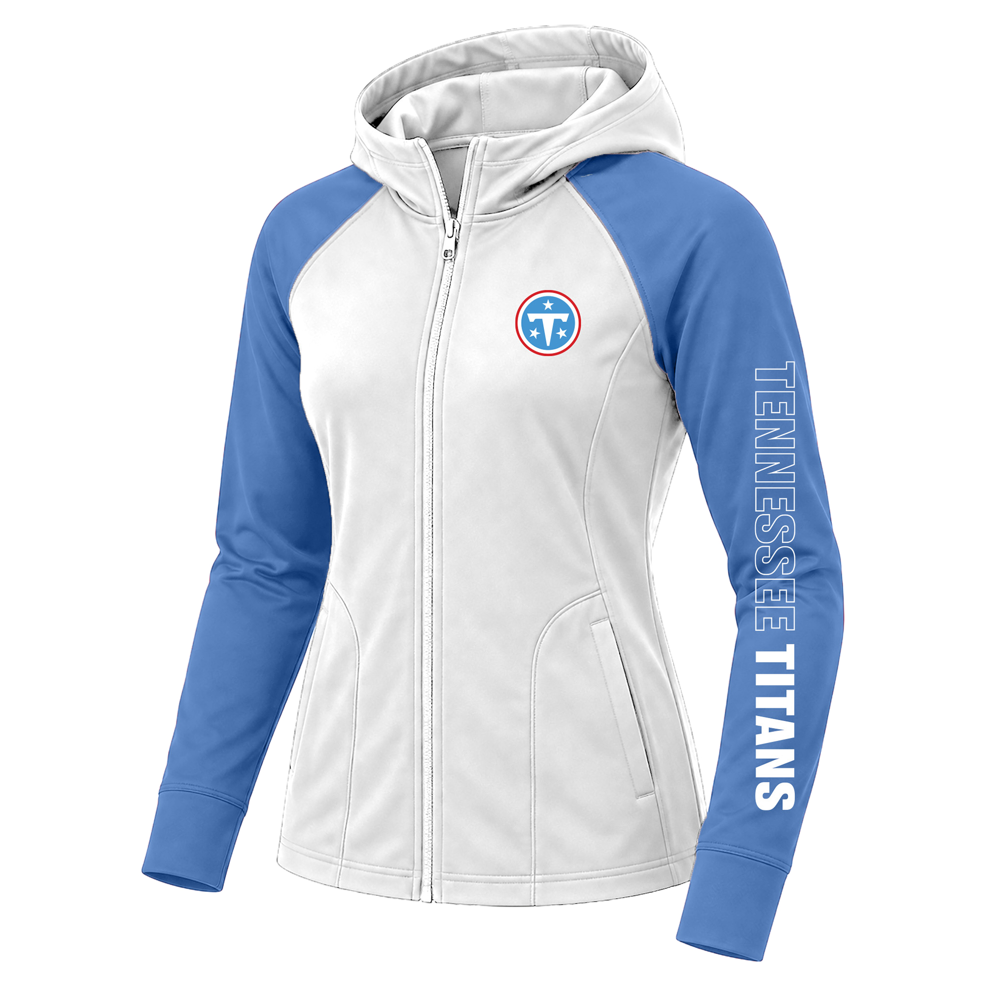 Women's Fanatics White Tennessee Titans Plus Size Cornerback Blitz Full-Zip Hoodie
