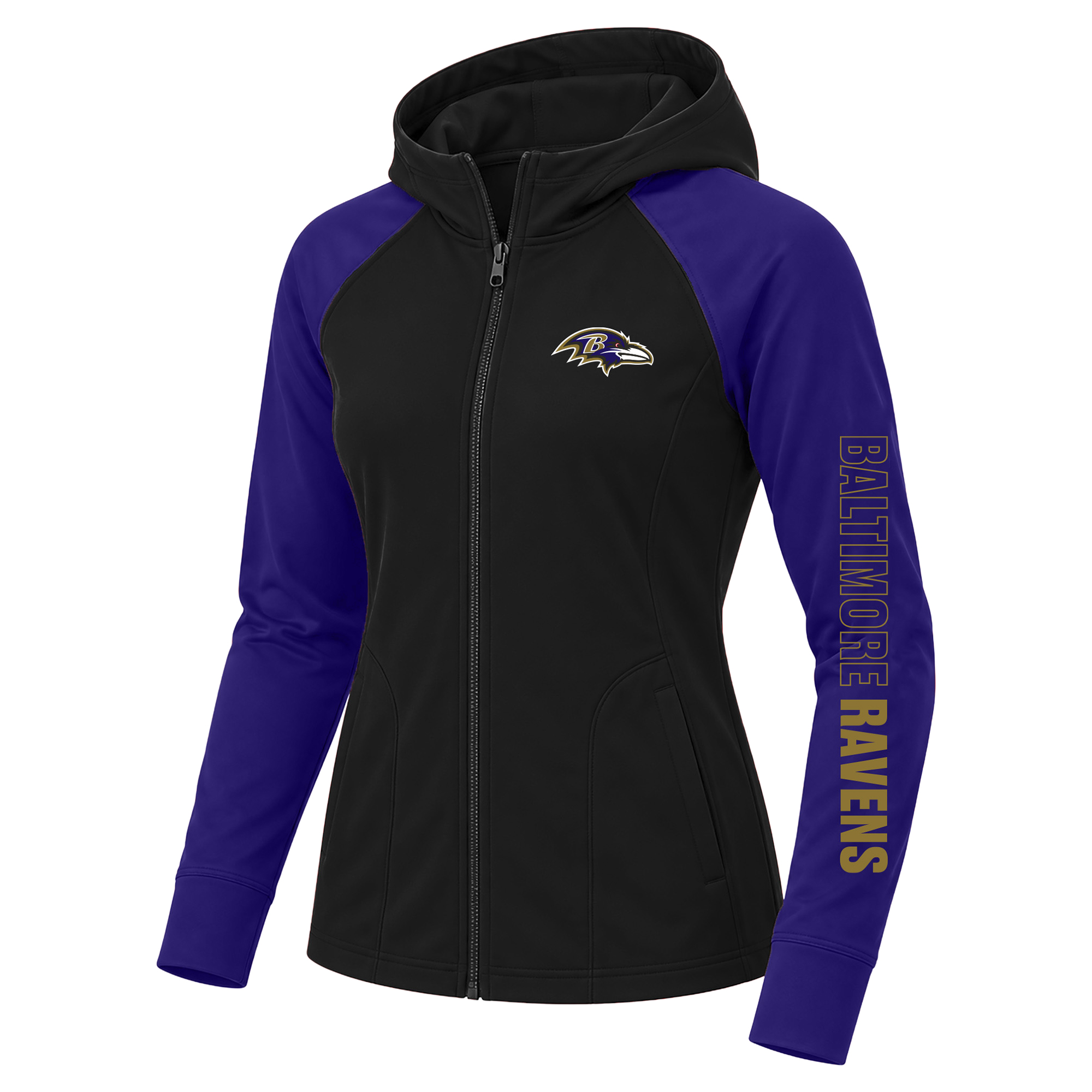 Women's Fanatics Black Baltimore Ravens Plus Size Cornerback Blitz Full-Zip Hoodie