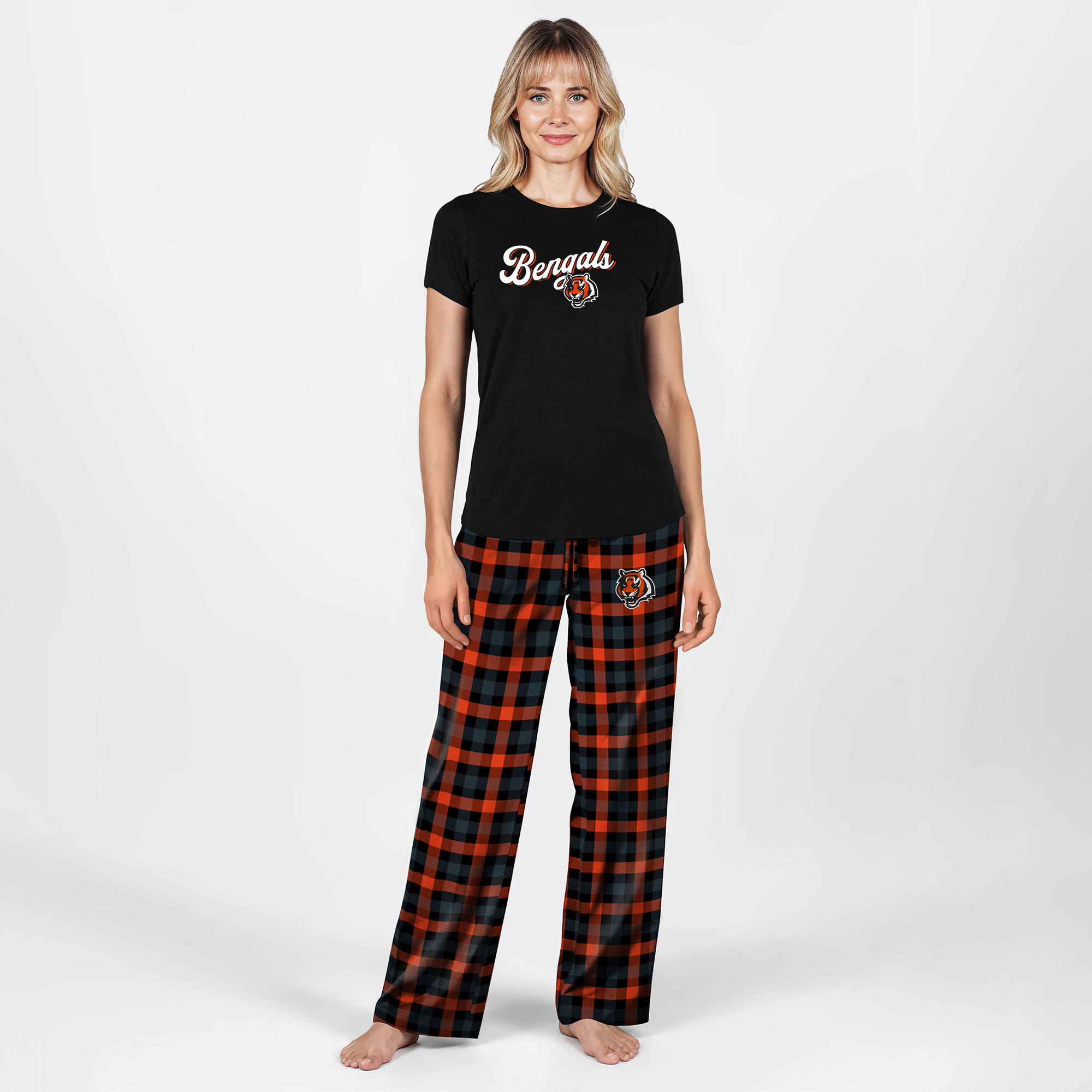 Women's Concepts Sport Black Cincinnati Bengals Plus Size Highland Sleep Set
