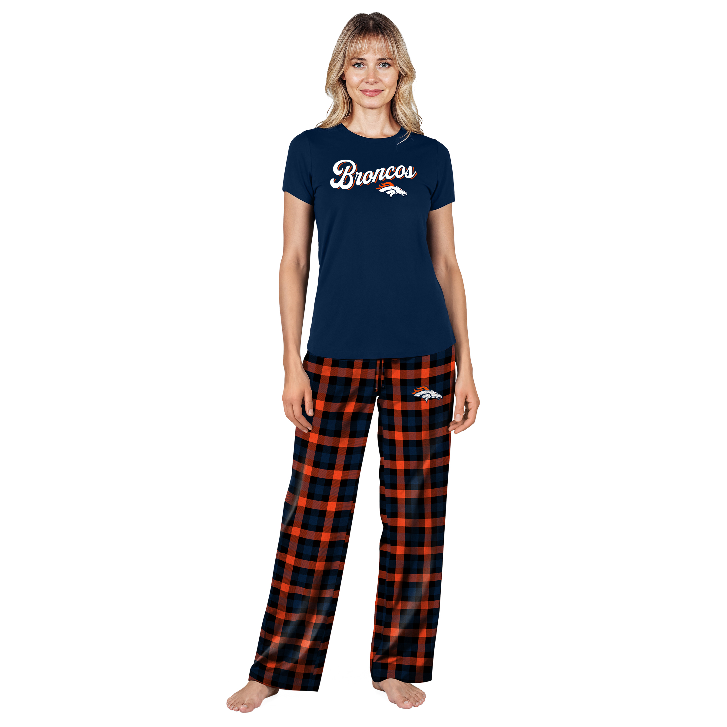 Women's Concepts Sport Navy Denver Broncos Plus Size Highland Sleep Set