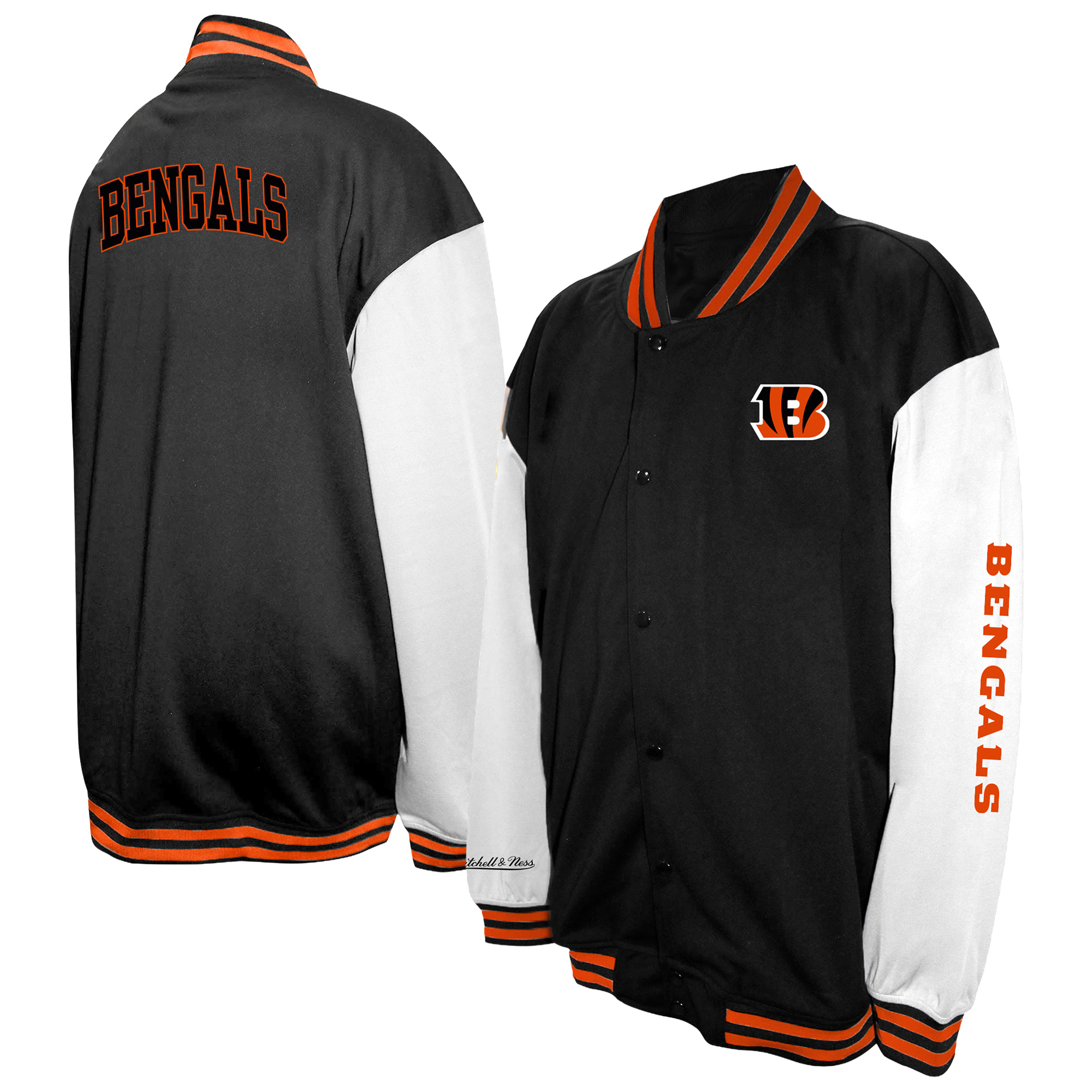 Men's Profile  Black Cincinnati Bengals Big & Tall Full-Snap Varsity Jacket
