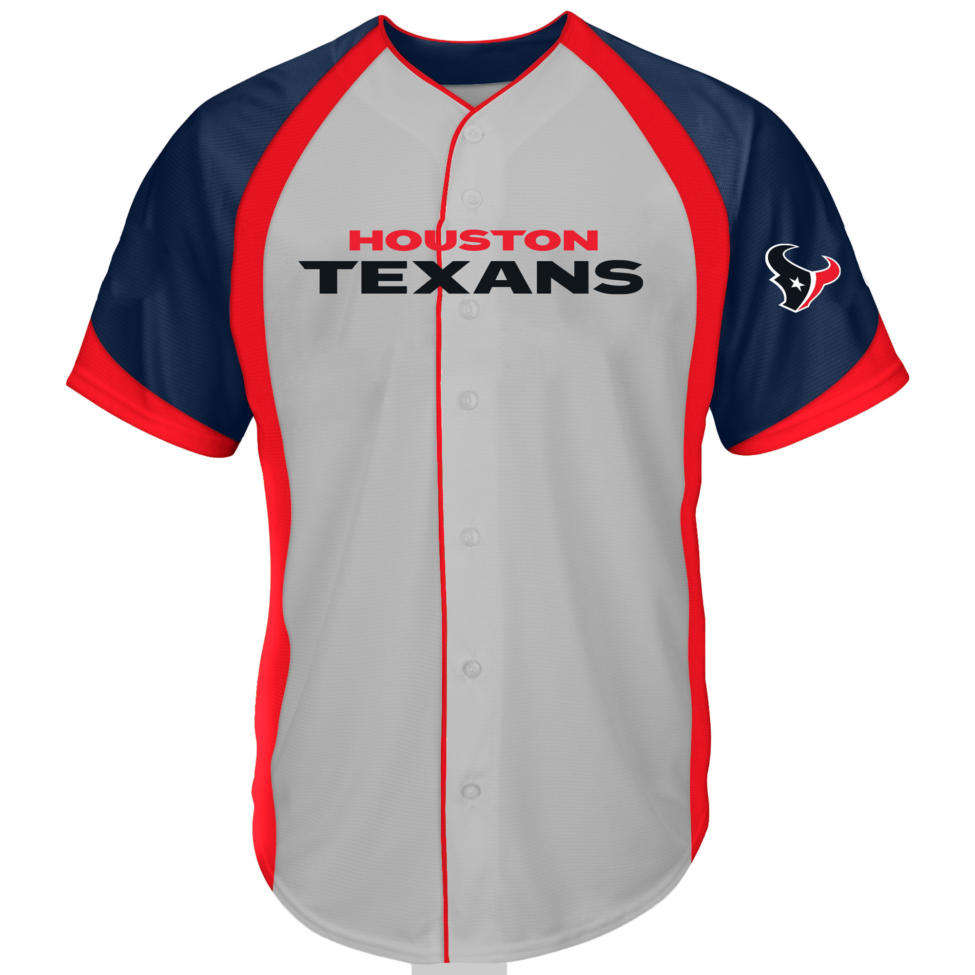 Men's Fanatics  Gray Houston Texans Big & Tall Button-Up Raglan Fashion Top