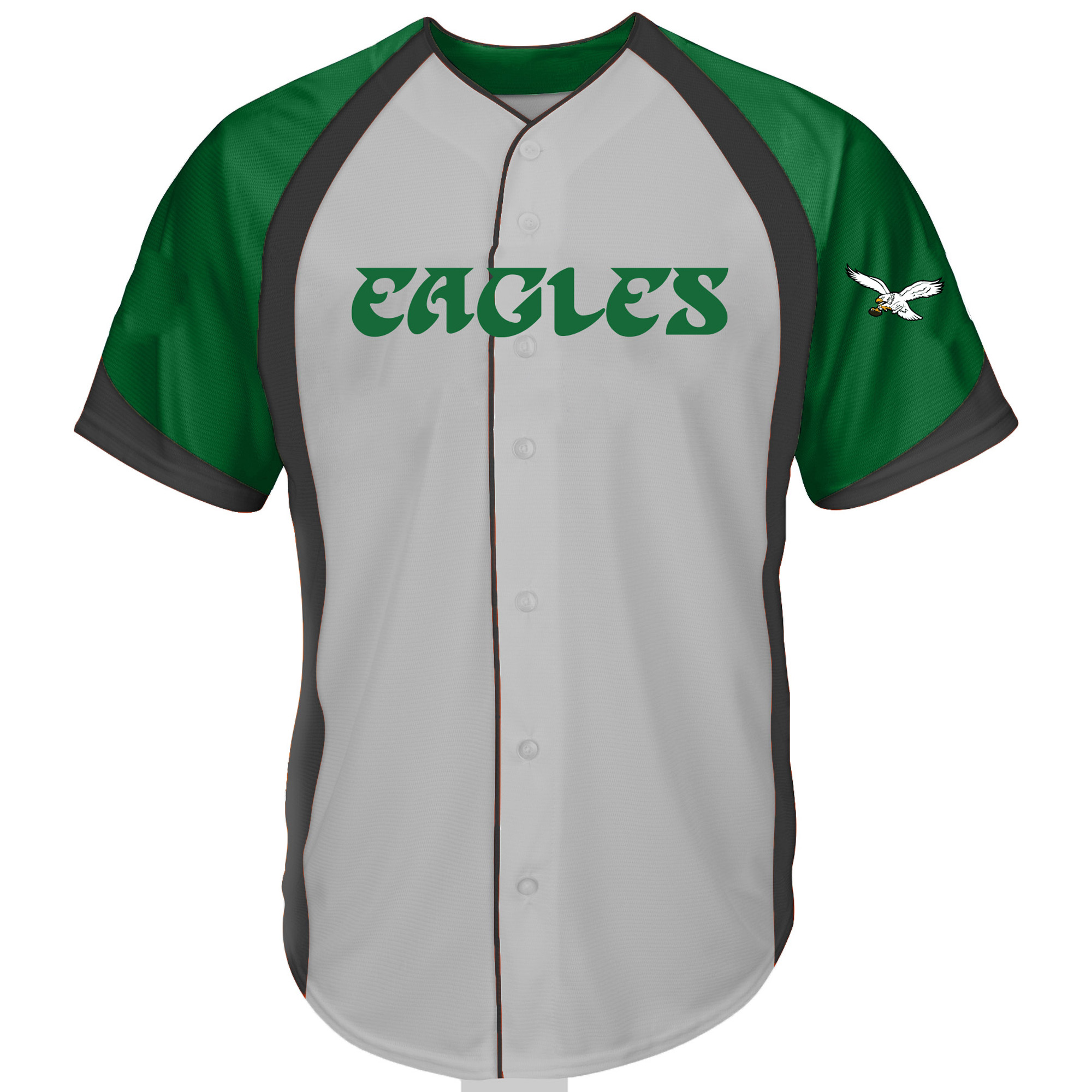 Men's Fanatics Gray Philadelphia Eagles Big & Tall Button-Up Raglan Fashion Top