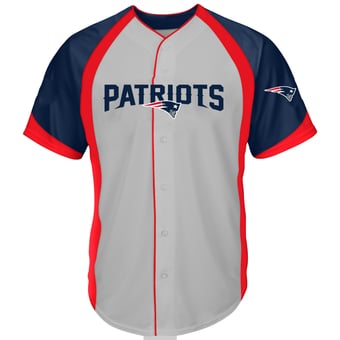Men's Fanatics  Gray New England Patriots Big & Tall Button-Up Raglan Fashion Top